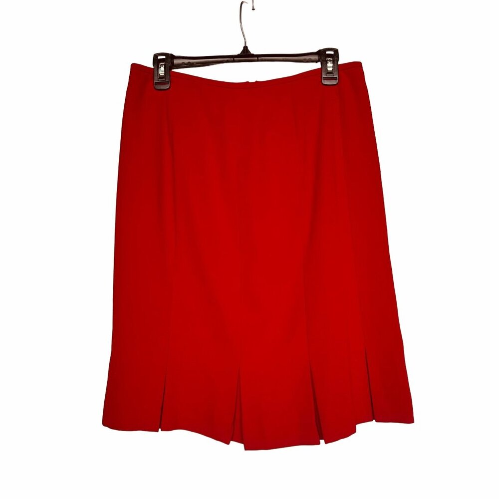✨Kasper Sz 8 Women's Pencil formal lined Skirt Knee Length Lined Pleated Red - Picture 1 of 7